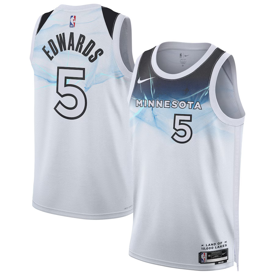 Men Minnesota Timberwolves 5 Anthony Edwards Nike White City Edition 2024-25 Swingman Player NBA Jersey